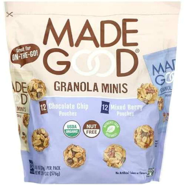Generic Made Really Good Granola Minis, Chocolate Chip and Mixed Berry, 24 Pouches, USDA Organic, Nut Free