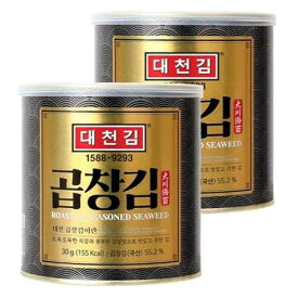 Generic Daechun Roasted Seaweed Snack (Gopchang Gim), 30g x 2 Cans, Premium Korean Laver, Crispy & Savory, Made in Korea