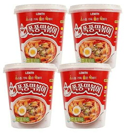 LENITH Instant Korean Street Food 4 Cups, Sweet and Spicy Gochujang Sauce Tteokbokki in Cup, K-Food Original Flavor, Rice cakes 6.2oz. 175g