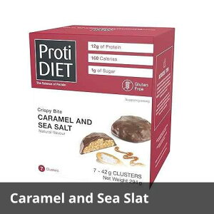 ProtiDIET Caramel and Sea Salt Collagen Crispy Bites - Gluten free, Low Sugar, No Trans Fat - Great On-The-Go High Protein Healthy Snacks for Adults with Essential Nutrients - 7 Per Box