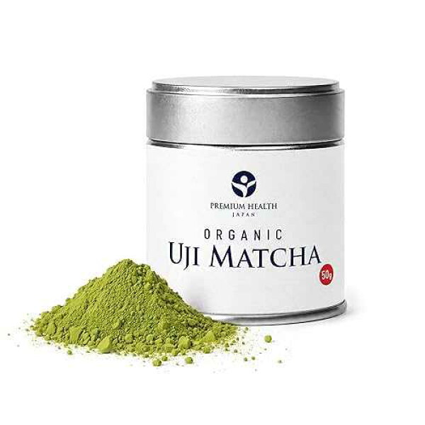Premium Health Japan Uji Matcha Powder 50g - JAS Certified Organic, Kyoto Grown & Processed, First & Second Harvest Blend, Shade-Grown - Premium Silver Can, for Matcha Latte & Usucha