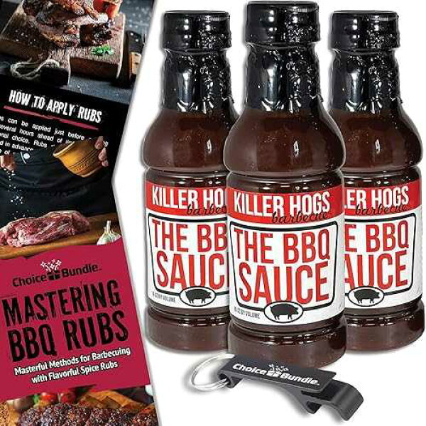 Choice Bundle Killer Hogs The BBQ Sauce Memphis Style 3 pk (48 oz) Great to Dip Toss Glaze & More + Barbecue Masters & Bottle Opener (5 Items)!