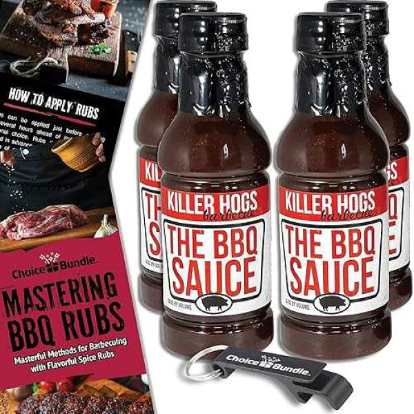 Choice Bundle Killer Hogs The BBQ Sauce Memphis Style 4 pk (64 oz) Great to Dip Toss Glaze & More + Barbecue Masters & Bottle Opener (6 Items)!