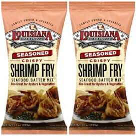 Louisiana Fish Fry Products - 味付けクリスピーシュリンプフライシーフードバッターミックス (牡蠣や野菜にも最適)、10オンスバッグ - 2個パック Louisiana Fish Fry Products - Seasoned Crispy Shrimp Fry Seafood Batter Mix (Also Great on