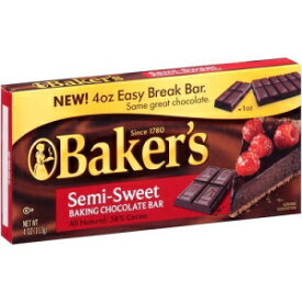 Baker's、セミスイートベーキングチョコレートスクエア、4オンスボックス（4個パック） Baker's, Semi Sweet Baking Chocolate Squares, 4oz Box (Pack of 4)