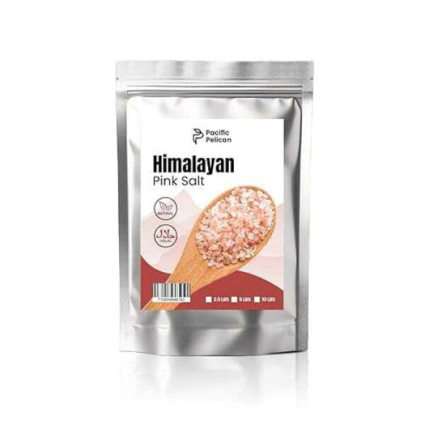 Pacific Pelican Pink Himalayan Salt, Coarse Grain - Non-GMO, Halal, Kosher - Pure and Natural (2.5 Lb)