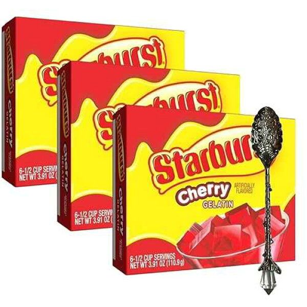 Candy Freezer Gelatin Mix, 3.91 oz Box (Pack of 3) Makes 6 Servings Each Includes Candy Freezer Gem Spoon (Cherry) - Gem Spoon