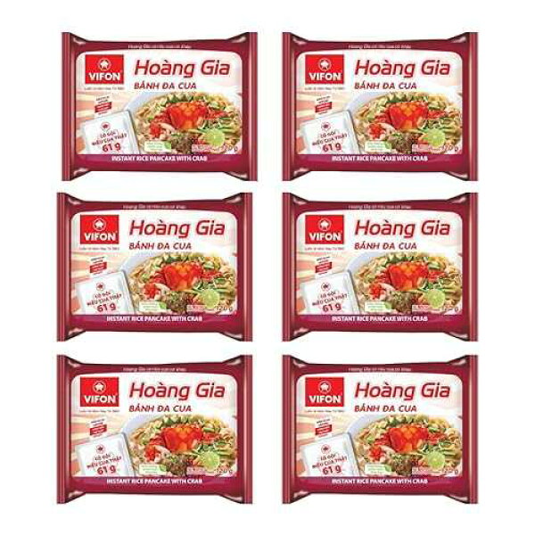 VIFON Hoang Gia Instant Brown Rice Noodles with Crab (Banh Đa Cua) - Authentic Vietnamese Soup, Real Crab Flavor, 120g (Hoang Gia Crab Brown Rice (BUNDLES)) VIFON Hoang Gia Instant Brown Rice Noodles with Crab