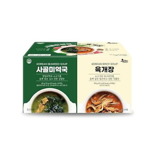 NICE WITCH'S Korean Frozen Dried Multi-Pack Soup (Seaweed Soup 10g × 6ea) + (Korean spicy soup 10g × 6ea) Easy cooking Individual packaging ?? ?? ?, ???, ???
