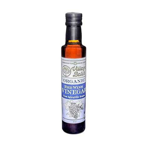 Village Batch Organic Red Wine Vinegar 8.5oz Bottle (Pack of 1) Smooth and Crisp Grape Vinegar from Aigaleia, Greece, No Sulfites, Perfect for Cooking, Dressings, and Marinades (8.5oz Bottle)