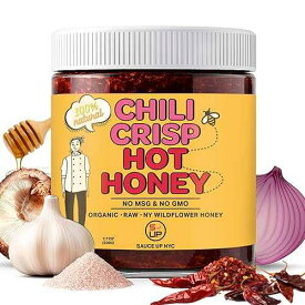 SAUCE UP NYC SAUCE UP Chili-Crisp Hot Honey / Spicy-Sweet Wildflower Honey with Crunchy Garlic & Chili Flakes / Bold, Savory Heat with a Crunch / Gluten-Free, Non-GMO, Handcrafted / 1 Pack (7.7oz)