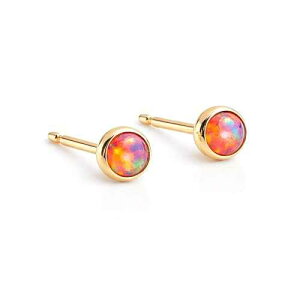 �t�@�C�A�I�p�[�� �^�C�j�[ �X�g�[�� 3mm 14K �S�[���h�t�B���h �X�^�b�h �s�A�X Fashion Art Jewelry Fire Opal 3mm GF Tiny Stud Piercing Gold Earrings Bezel Set for Cartilage Tragus Helix Multiple Hypoallergenic Birthstone Jewelry