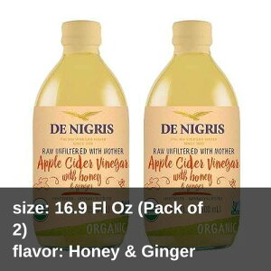 De Nigris Organic Apple Cider Vinegar Raw & Unfiltered 16,9 Oz (Pack of 2) / Apple Cider Vinegar With Mother A Source Of Functional Elements For The Balance Of Metabolism / Organic