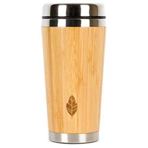 MYHOMEIDEAS Wood Travel Insulated Coffee Cup / Stainless Steel Bamboo Mug with Lid / Cool Coffee Mugs for Men, Women / Unique Gift / 100% Eco-Friendly and Eco-Safe, 14 Ounces / 480 ml