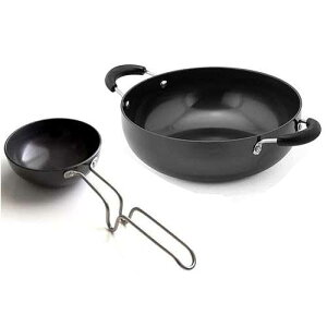 Satre Online and Marketing Hindalco Aluminium Cookware Kadai Pan Size No-13 with Tadka Pan Size No-5 Combo Set of 2 Pcs, color-Black