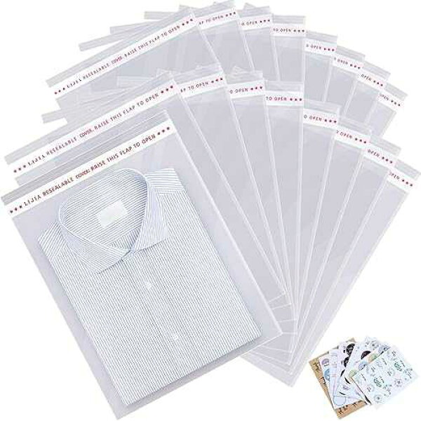 UltraOutlet 11x14 inches Large Clear Resealable Cellophane Bags for Packaging Products 500ct Plastic Self-sealing Gift Bags Self Adhesive for Gifts,Clothes, Small Business, Thank you Stickers