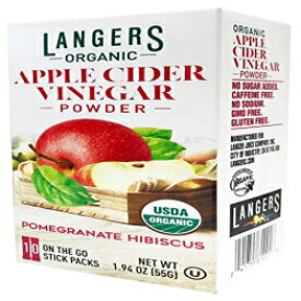 ランガーのオーガニックアップルサイダービネガーパウダースティック、ザクロハイビスカス、10パック、1オンス（1パック） Langer's Organic Apple Cider Vinegar Powder Sticks, Pomegranate Hibiscus, Pack Of 10, 1 Ounce (Pack of 1)