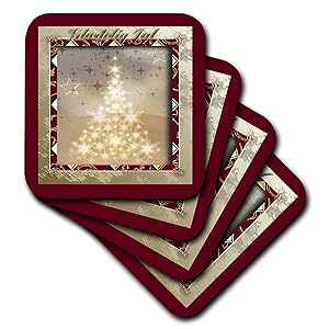 3dRose CST_37010_3 Glaedelig Jul�A�f���}�[�N��Ń����[�N���X�}�X�ATree of Lights-�Z���~�b�N�^�C���R�[�X�^�[�A4���Z�b�g 3dRose CST_37010_3 Glaedelig Jul, Merry Christmas in Danish, Tree of Lights-Ceramic Tile Coasters, Set