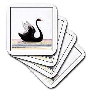 3dRose CST_48177_2 �t���[���t���������A�[���f�R �u���b�N �X���� �\�t�g �R�[�X�^�[ (8 �Z�b�g) 3dRose CST_48177_2 Framed Beautiful Art Deco Black Swan Soft Coaster (Set of 8)