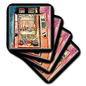 cst_5088_3 tBcF̗LȌ|p - }eBX̊GuJv - R[X^[ - Z~bN^CR[X^[ 4 Zbg 3dRose cst_5088_3 Florene Famous Art - Matisse ting The Open Window - Coasters - set of 4 C