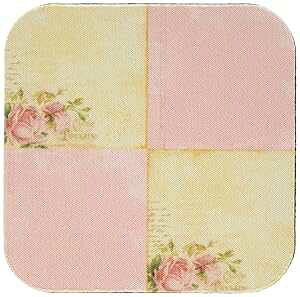 3dRose CST_99160_1 [Y Be[W R[W A[g \tg R[X^[AsNA4 Zbg 3dRose CST_99160_1 Roses Vintage Collage Art Soft Coasters, Pink, Set of 4