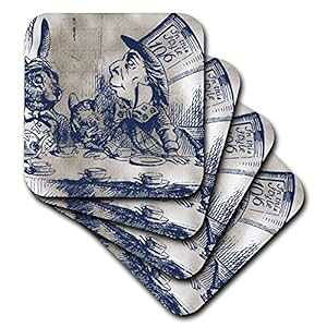 3dRose CST_110204_3 }bhnb^[ Be[W svc̍̃AX eB[ p[eB[ Z~bN ^C R[X^[A4 Zbg 3dRose CST_110204_3 Mad Hatter Vintage Alice in Wonderland Tea Party-Ceramic Tile 