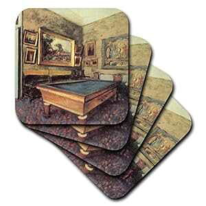 3dRose CST_127004_2 �G�h�K�[�E�h�K�� ���j���E���x�[���̃r�����[�h���[�� �\�t�g�R�[�X�^�[�A8���Z�b�g 3dRose CST_127004_2 The Billard Room at Menil-Hubert by Edgar Degas Soft Coasters, Set of 8