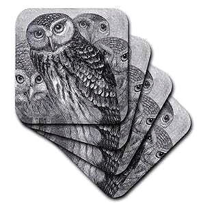 3dRose CST_151439_3 4 ̃tNẼO[v ubN & zCg tNE  Gb`O ڍׂȃt@CA[g  ̓ Z~bN ^C R[X^[ (4 Zbg) 3dRose CST_151439_3 Group of 