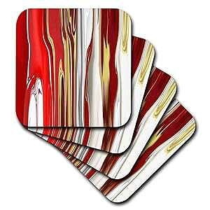 3dRose cst_80716_2 ���_�� ���b�h �V���o�[ N �S�[���h �����g �\�t�g �R�[�X�^�[ 8 ���Z�b�g 3dRose cst_80716_2 Modern Red Silver N Gold Melt Soft Coasters, Set of 8