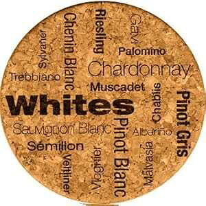 Premium Quality Laser Art Engraved Absorbent Cork Drink Coaster by GrafixMat, Natural Cork, Dual Layer Won�ft Chip or Break, Cushion Feet, Color Image & Story on Back, White Wine (Qty of 1)