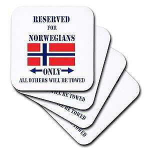 3dRose CST_186992_2 Reserved for Norwegians Only, All Others Will be Towed Soft Coasters (Set of 8)