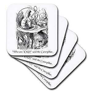 3dRose CST_193796_1 Who are You Smoking Caterpillar Quote from svc̍̃AX \tgR[X^[ (4 Zbg) 3dRose CST_193796_1 Who are You Smoking Caterpillar Quote from Alice in Wonderland Soft Coasters, (Set of 4)