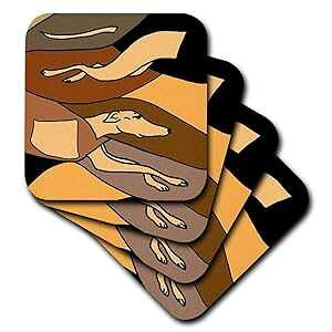 3dRose CST_195263_3 yOCnEh [VO hbO A[g ۃZ~bN ^C R[X^[ (4 Zbg) 3dRose CST_195263_3 Fun Greyhound Racing Dog Art Abstract Ceramic Tile Coasters, (Set of 4)