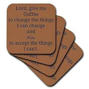 3dRose CST_200731_2 Lord Give Me Coffee and Wine to Change and Accept Black Letters �\�t�g�R�[�X�^�[�A8 �Z�b�g 3dRose CST_200731_2 Lord Give Me Coffee and Wine to Change and Accept Black Letters Soft Coasters, Set of 8