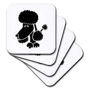 3dRose Funny Black Poodle Dog Cartoon - Soft Coasters, Set of 8 (CST_201805_2)