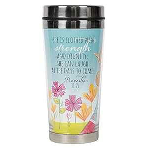 Dicksons Proverbs 31 Woman Blue Sky Sketch 16 Oz. Stainless Steel Insulated Travel Mug with Lid