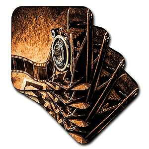 AeB[N tBƃJ 3dRose vg - \tg R[X^[A8 Zbg (CST_203831_2) 3dRose Print of Film and Camera - Soft Coasters, Set of 8 (CST_203831_2)
