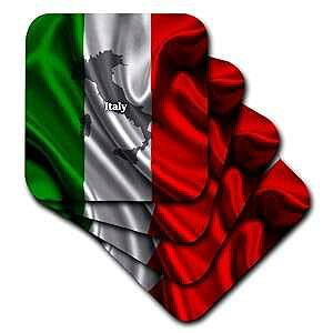3dRose CST_204475_1 C^AfUC \tgR[X^[ (4Zbg) 3dRose CST_204475_1 Italian Flag Design Soft Coaster (Set of 4)