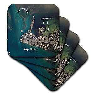 qʐ^L[EFXgč-Pd Gov NASA  3dRose vg - Z~bN ^C R[X^[A4 Zbg (CST_204850_3) 3dRose Print of Aerial View Key West Us-Pd Gov NASA - Ceramic Tile Coasters, Set of 4 (CST_204850_3)