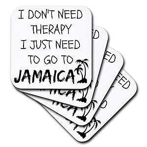 3dRose I Dont Need Therapy I Just Need to Go to Jamaica - �Z���~�b�N �^�C�� �R�[�X�^�[�A4 �Z�b�g (CST_220094_3) 3dRose I Dont Need Therapy I Just Need to Go to Jamaica - Ceramic Tile Coasters, Set of 4 (CST_22009