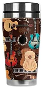 "Mugzie ""Guitars"" �X�e�����X�X�`�[�� �g���x���}�O �f�M�E�F�b�g�X�[�c�J�o�[�t���A20�I���X�A�u���b�N Mugzie ""Guitars"" Stainless Steel Travel Mug with Insulated Wetsuit Cover, 20 oz, Black"
