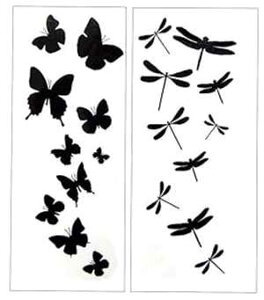 �v���~�A�� �g���{���o�^�t���C �u���b�N �V���G�b�g �^�g�D�[ �^�g�D�[ PremiumTT temporary tattoos Premium Dragonfly & Butterfly Black Silhouette Tattoo Tattoos