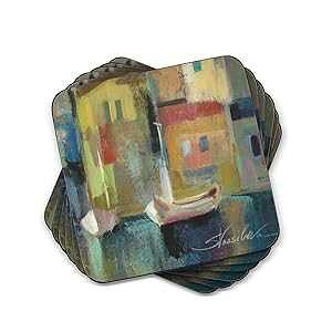 Pimpernel Evening Port Collection Coasters | Set of 6 | Cork Backed Board | Heat and Stain Resistant | Drinks Coaster for Tabletop Protection | Measures 4�h x 4�h