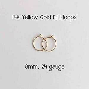 ^Cj[t[vCO 14K CG[S[htBA8mm nhCh ɔ  ~j}XgX^C nM[t[v 24 Q[W jAAq Sunlight Silver Tiny Hoop Earrings 14k Yellow Gold Fil