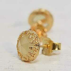 S[h WFCh CO Cg O[ Xg[ X^bh 14K S[htBh NE WG[ Zbg p Avnis Gold Jade Earrings Light Green stone Stud 14k Gold Filled Crown Jewelry Set for w