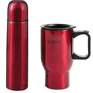 Mr. Coffee Mr Coffee Javelin and Expressway 2 pc Thermas & Thermal Travel Mug Gift, Red Metallic Stainless Steel, 2 Piece Set