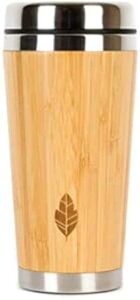 MYHOMEIDEAS Wood Travel Insulated Coffee Cup Stainless Steel Bamboo Mug with Lid Cool Coffee Mugs for Men, Women Unique Gift 100% Eco-Friendly and Eco-Safe, 14 Ounces / 480 ml