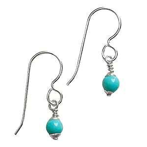  4 mm LVR ^[RCY hbv CO - {w~A WG[ Melanie Golden Jewelry Tiny 4mm Mexican Turquoise Drop Earrings - Bohemian Jewelry