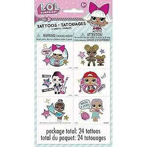 Unique LOL Surprise Party Temporary Tattoos | Assorted Designs | 24 Pcs