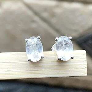 {̃zCg NH[c 925 \bh X^[O Vo[ CO 7mm Natural Rocks by Kala Genuine White Quartz 925 Solid Sterling Silver earrings 7mm